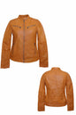 Cognac leather zip jacket